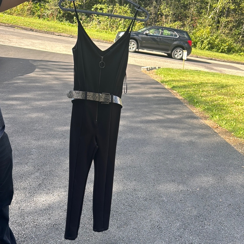 Guess Black Jumpsuit with Metallic Belt